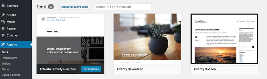 cambia il tema wordpress