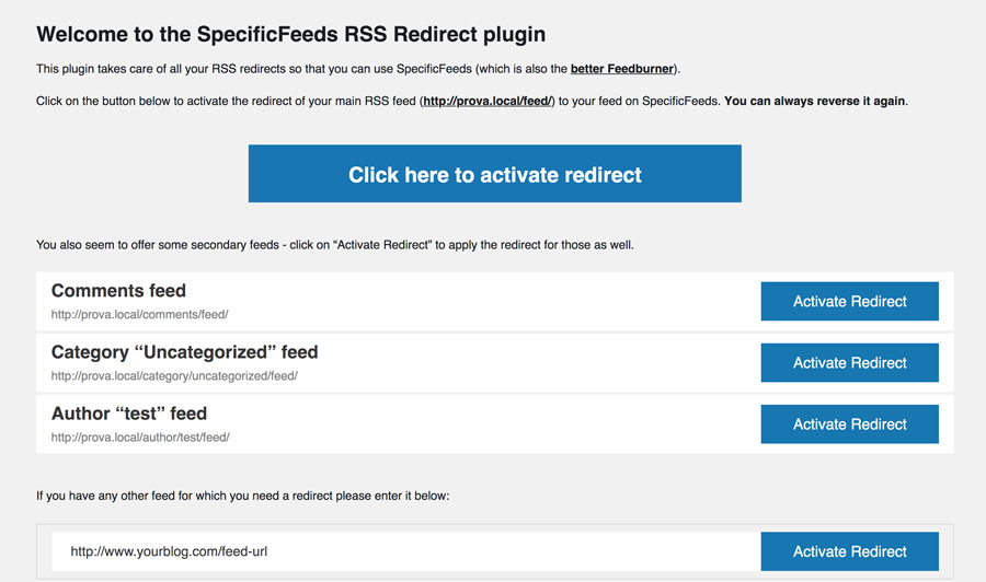 come impostare feed rss