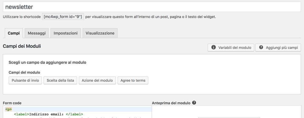 form mailchimp wordpress