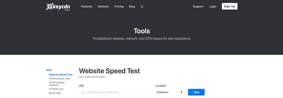 KEYCDN test velocità sito