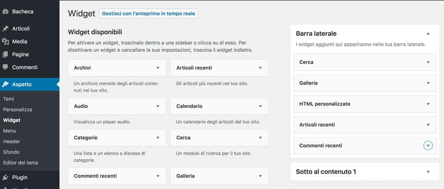 widget di wordpress