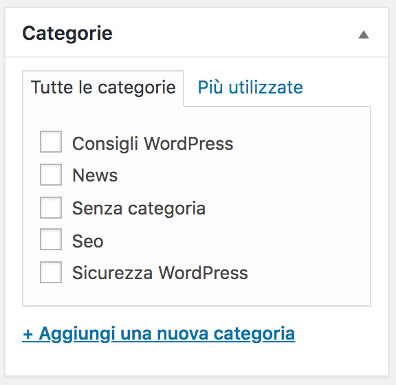aggiungere categoria wordpress