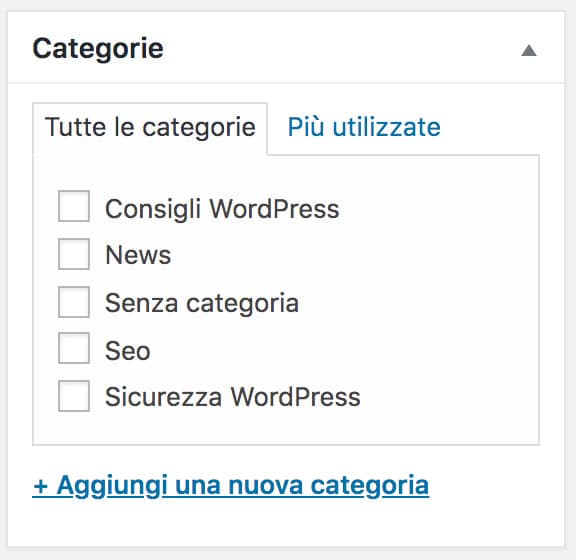 aggiungere categoria wordpress