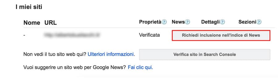 richiesta indice di News