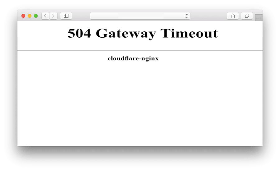 Errore HTTP 504 gateway Timeout in CloudFlare - versione 1