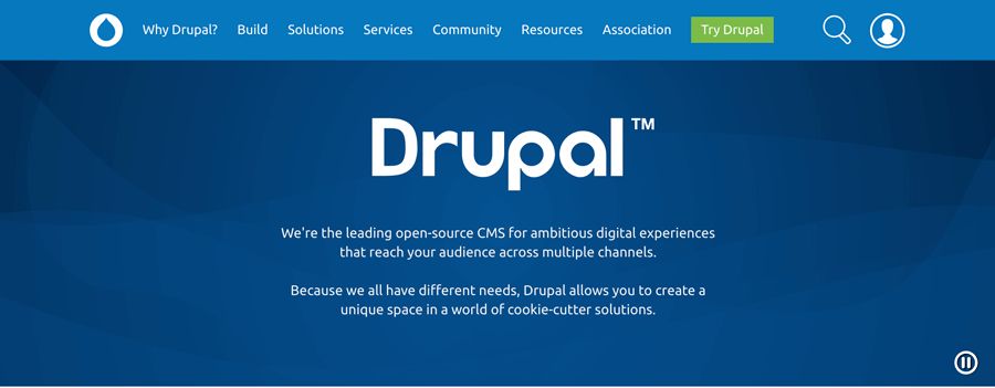 Home page del content management system Drupal