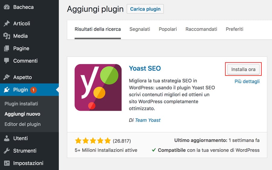 Installa Yoast SEO