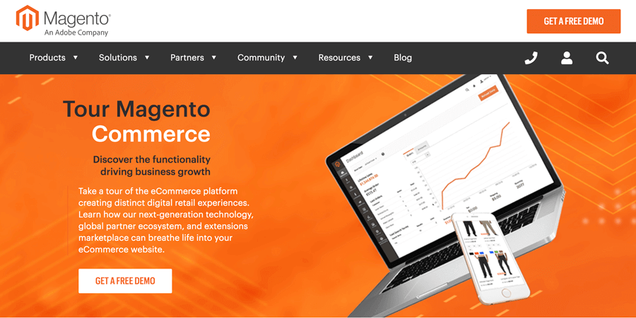 Home page di Magento e-commerce