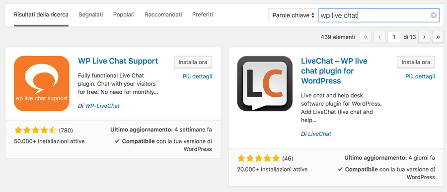 Installazione del plugin WordPress Live Chat Support
