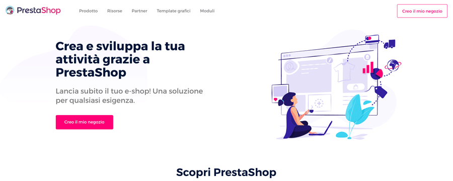 La homepage di PrestaShop