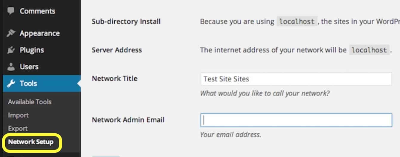 WordPress Multisite network setup