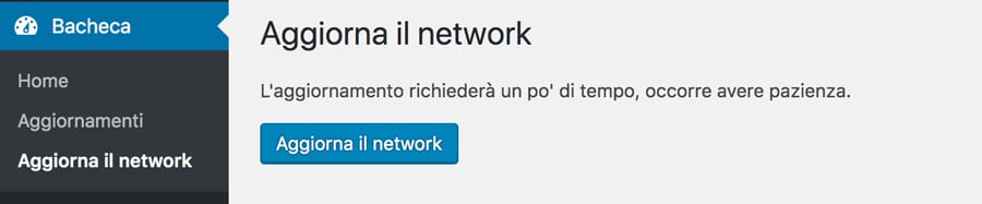 Aggiornamento della rete multisito all'ultima versione di WordPress