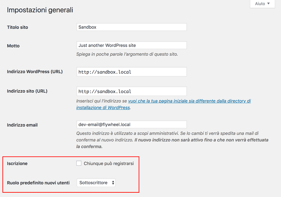 wordpress registrazione utenti