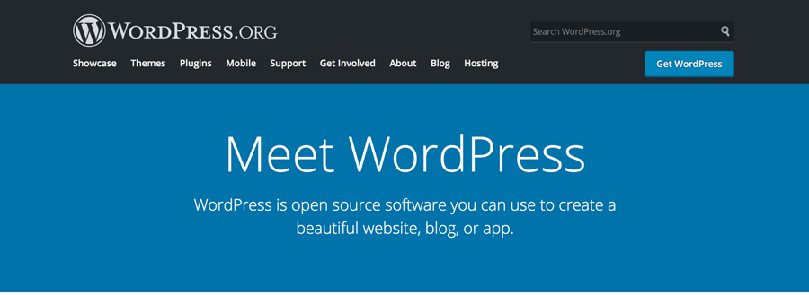 Homepage del CMS WordPress