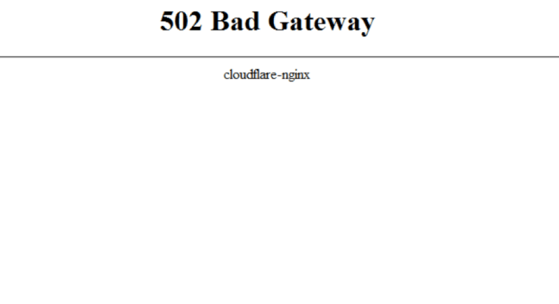 L'errore 502 bad gateway quando si utilizza CloudFlare - versione 1