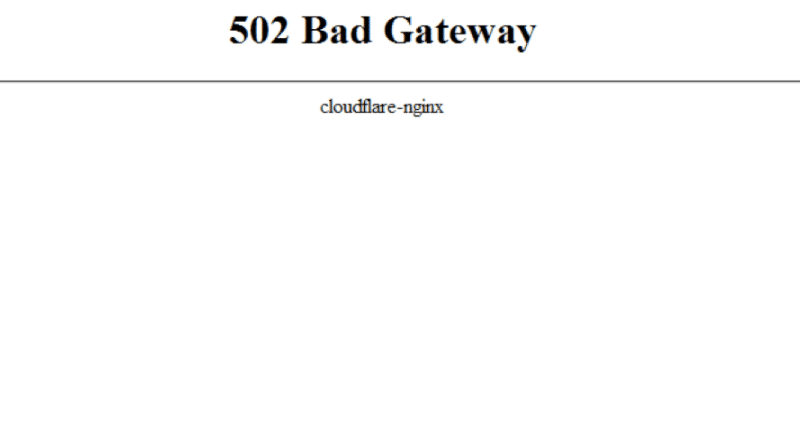 L'errore 502 bad gateway quando si utilizza CloudFlare - versione 1