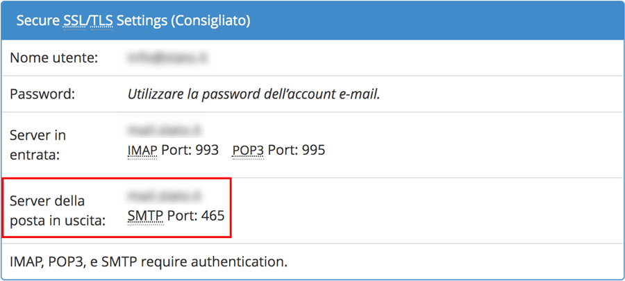 Nome host SMTP di WordPress