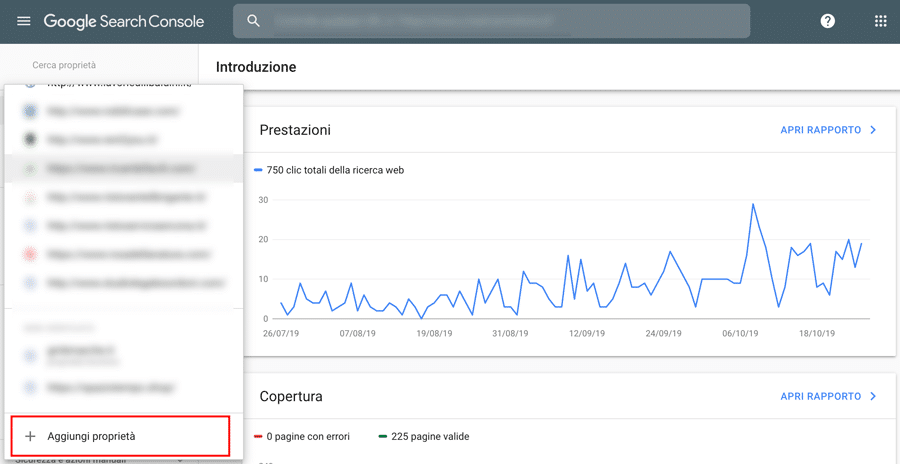 Impostazioni delle proprietà in Google Search Console