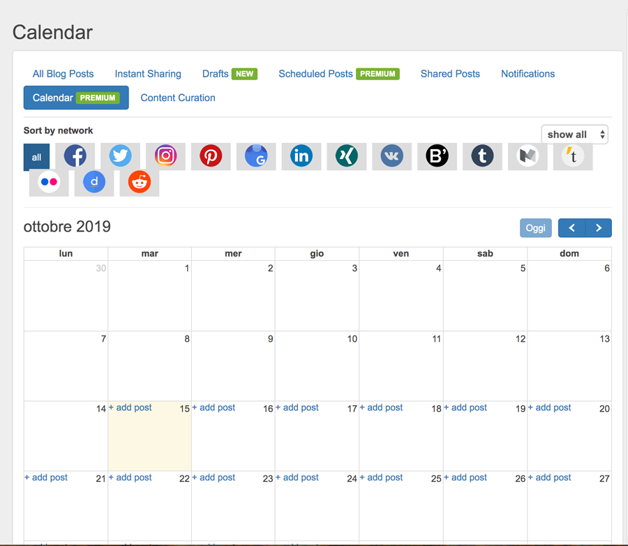 imposta il calendario di pubblicazione per Facebook con il plugin wordpress blog2social