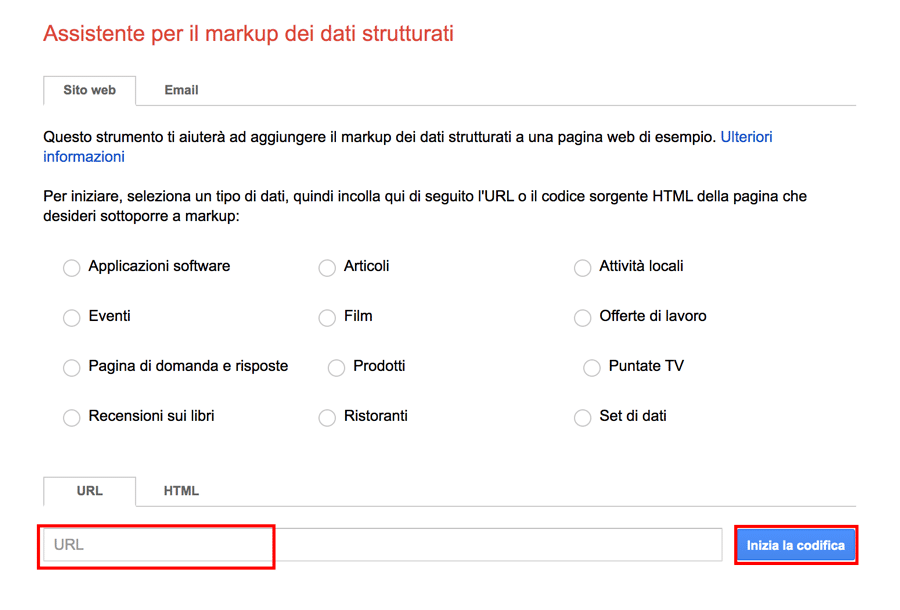 supporto markup dati struttura