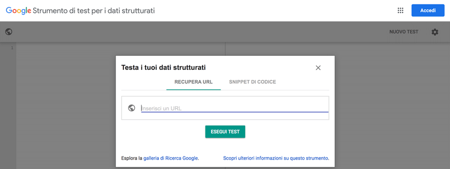 Prova i dati strutturati per verificare la presenza di errori con lo strumento di test dei dati strutturati di Google