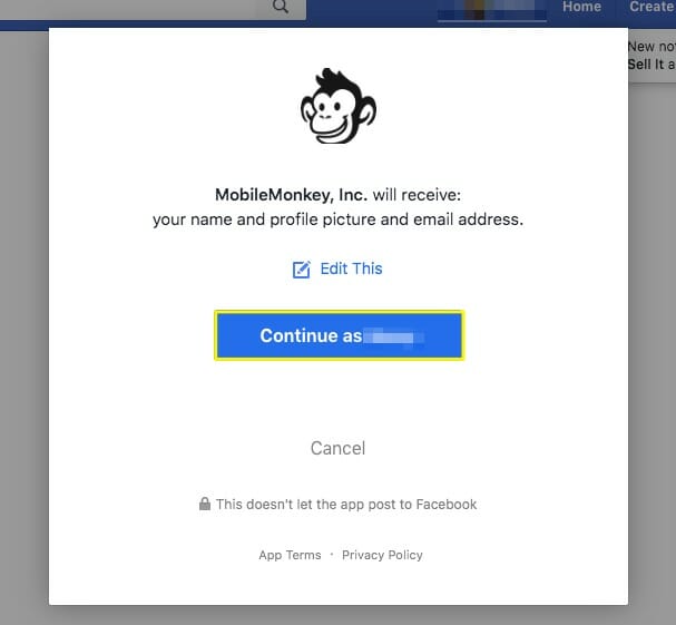 Connessione MobileMonkey chatbot e Facebook
