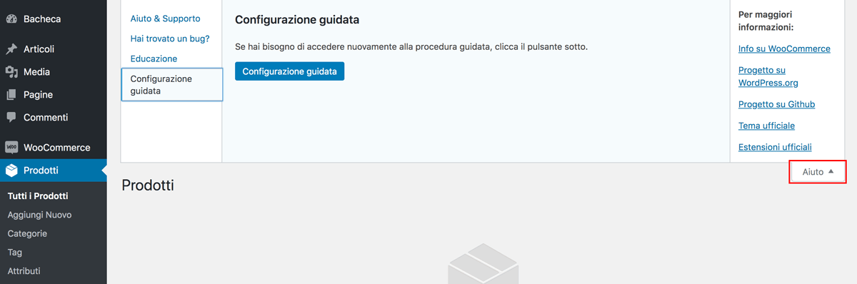 Avvio alternativo configurazione guidata di WooCommerce