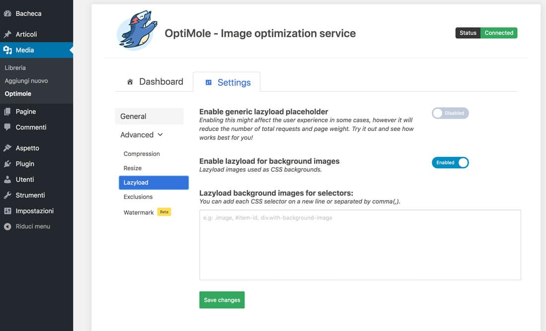 Utilizzo di immagini WebP con WordPress Lazyload Optimole