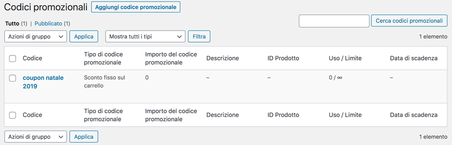 Gestione dei coupon in WooCommerce