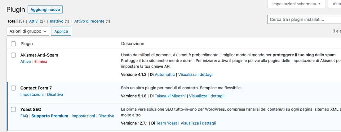 Disattivazione dei plugin di WordPress dalla dashboard