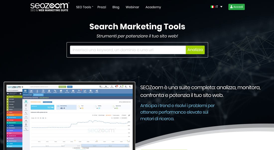 SEOZoom strumento per ricerca keywords