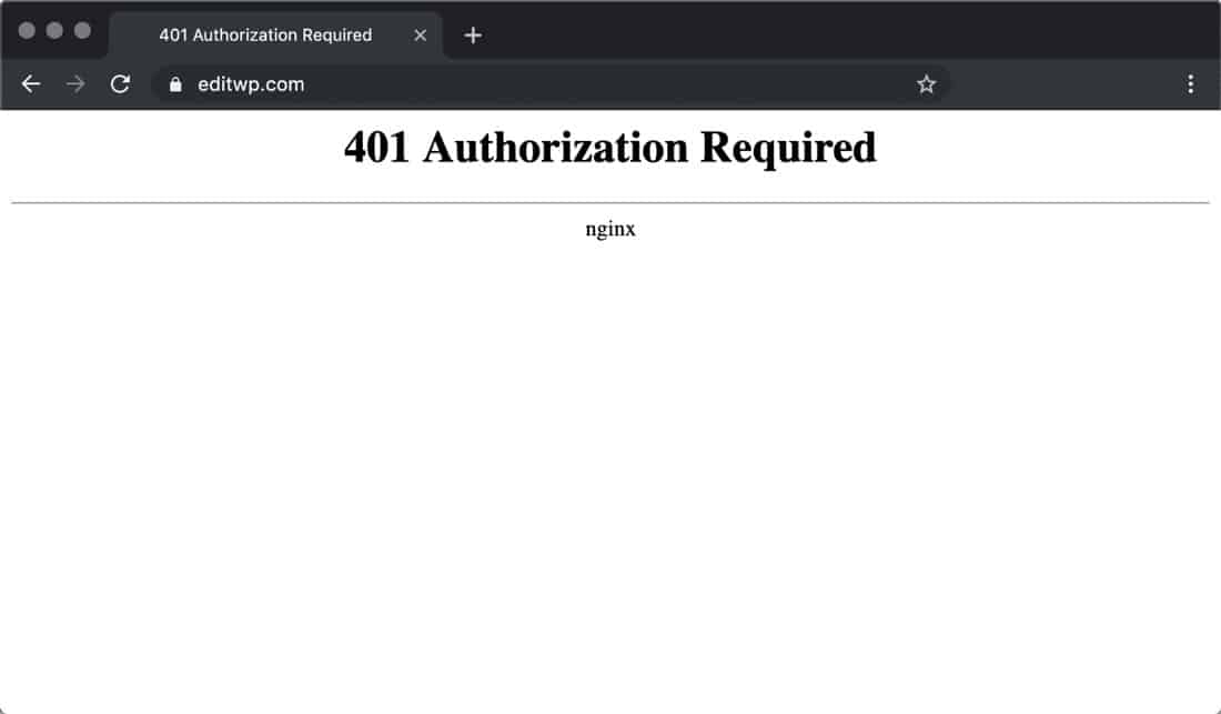 Un esempio di un codice di errore http 401