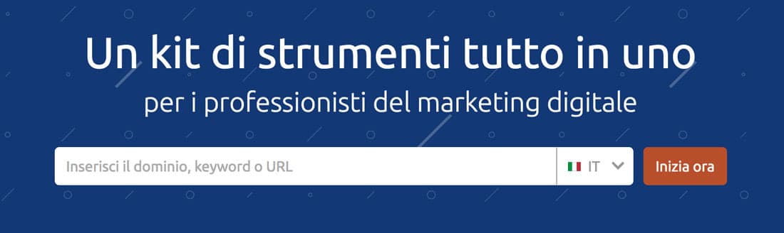 La homepage di SEMRush.