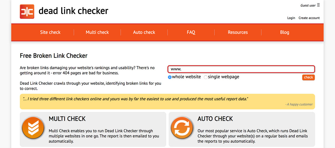 Dead link checker per trovare errori 404