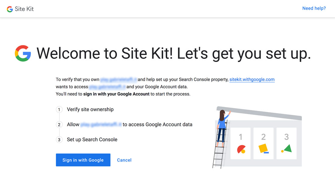 Impostazione dell'accesso di Google Site Kit