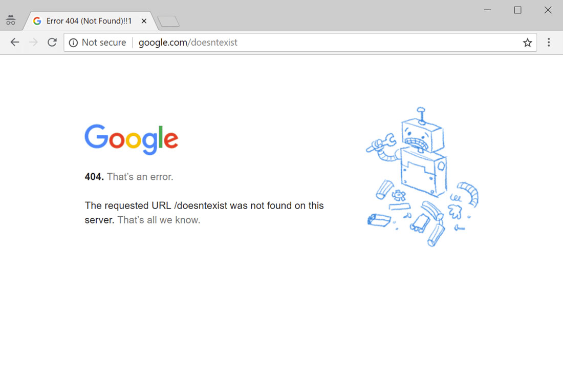 Errore 404 di Google