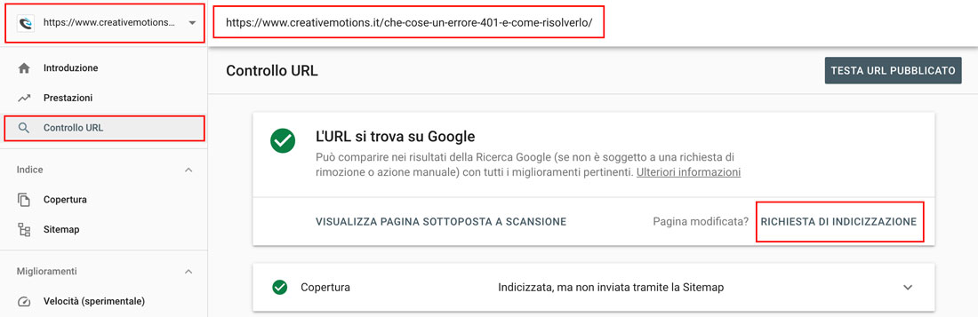 Come inviare un singolo URL del sito web a Google