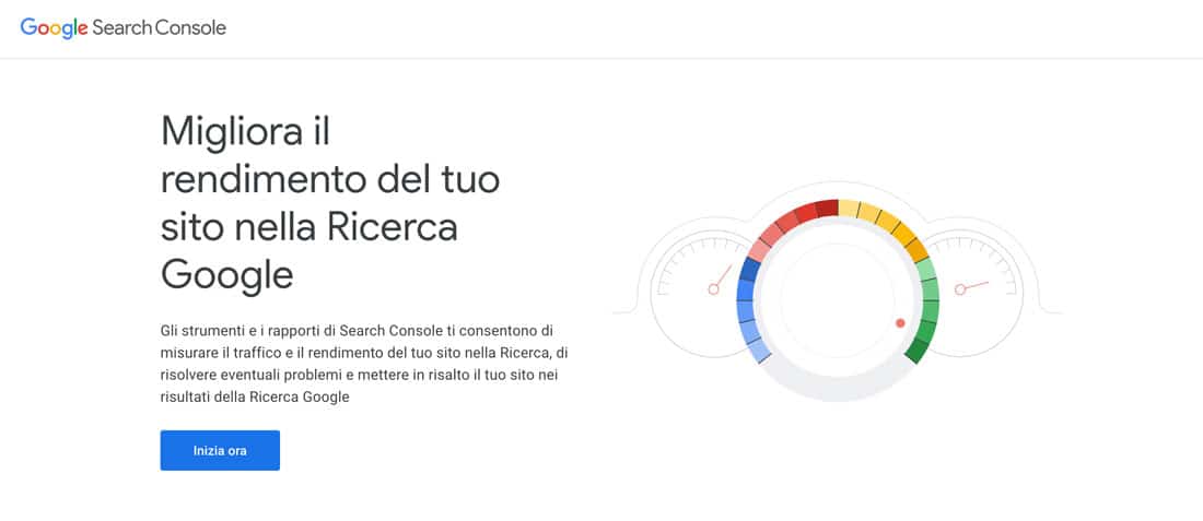 Home page di Google Search Console