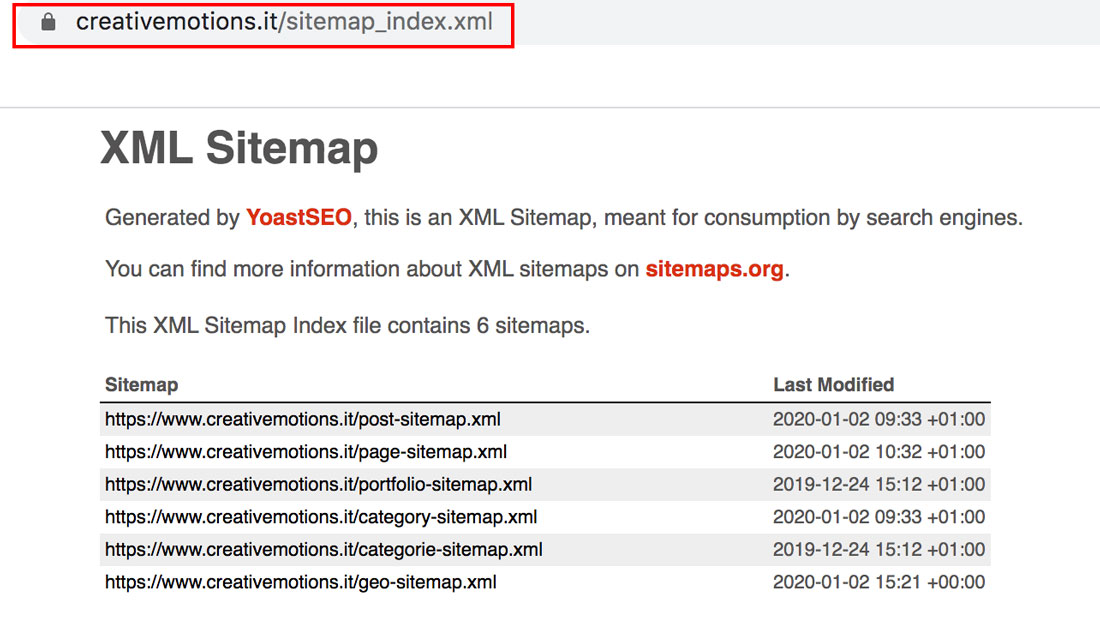 Invia un sito Web a Google - Indice Sitemap