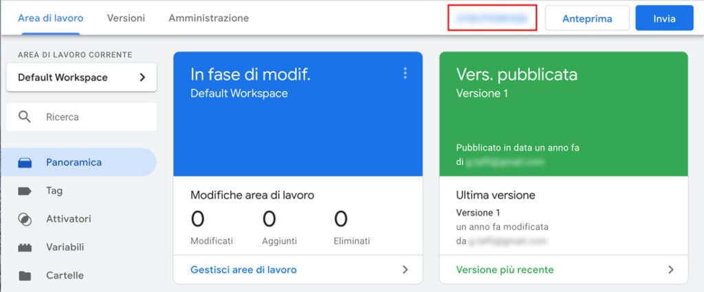 Il tuo ID univoco Google Tag Manager