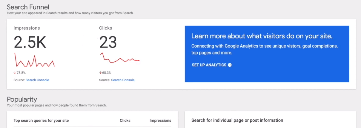 Un rapporto di Search Console