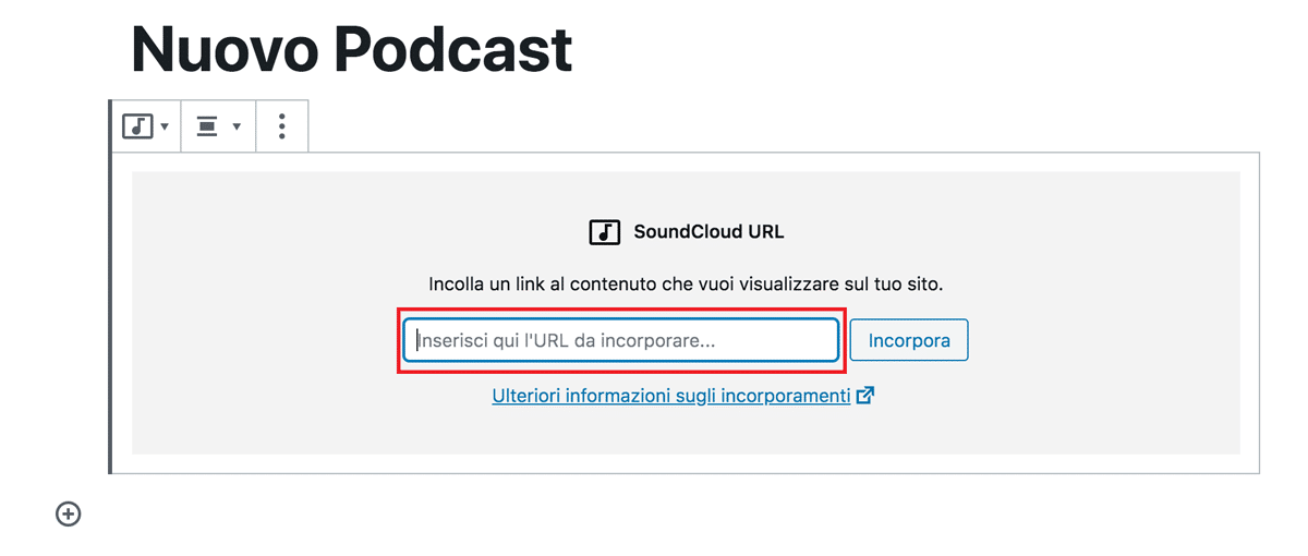 Blocco SoundCloud di WordPress