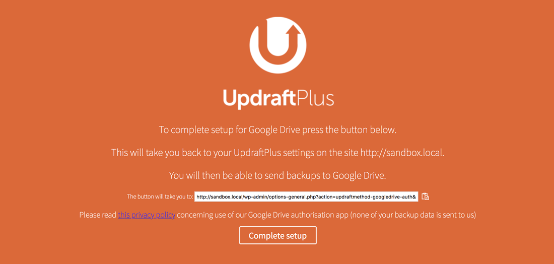 Google Drive e UpdraftPlus Connect