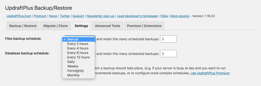 Come fare Backup pianificati su WordPress con Updraftplus