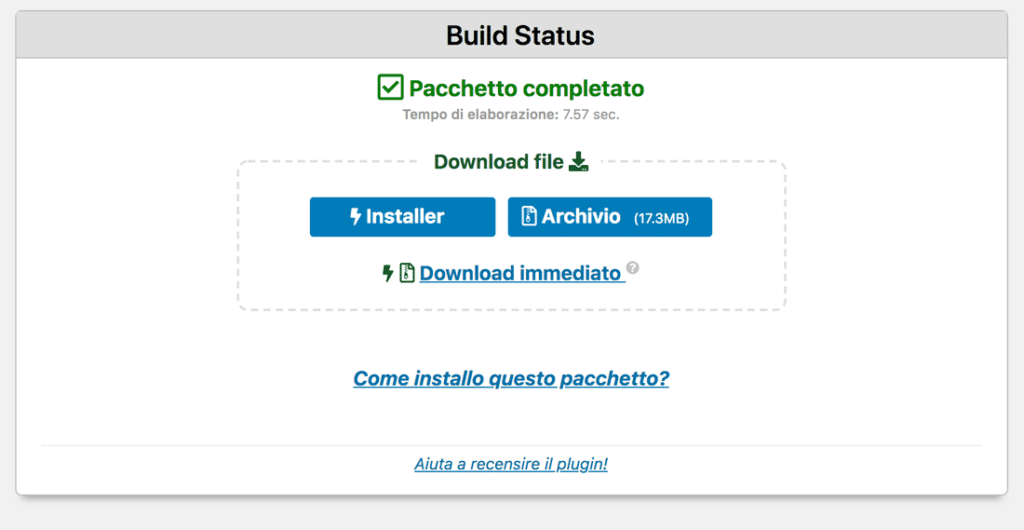 Download del pacchetto Duplicator