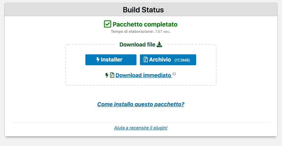 Download del pacchetto Duplicator