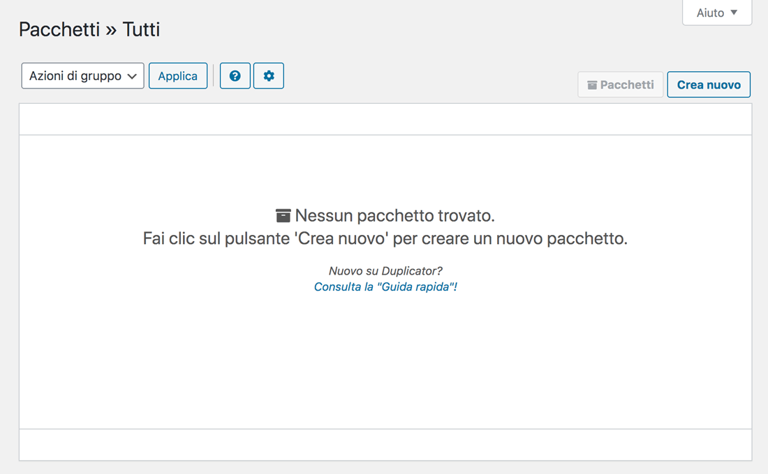 Come clonare un sito WordPress: creazione di un nuovo pacchetto Duplicator per clonare un sito web WordPress.