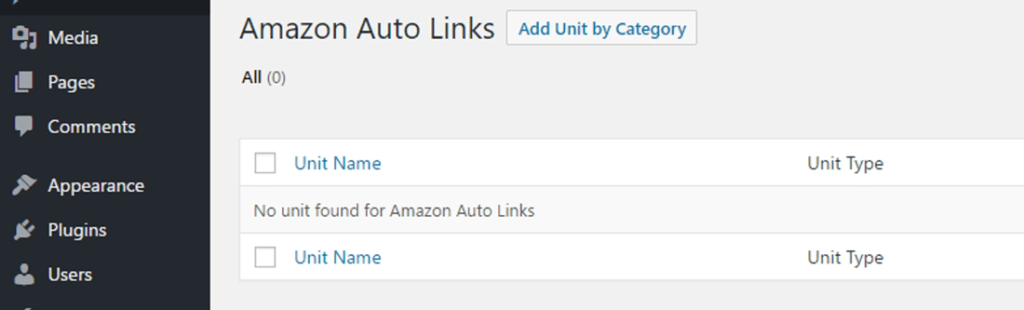 Aggiunta di un'unità al tuo sito Web per integrare WordPress con Amazon