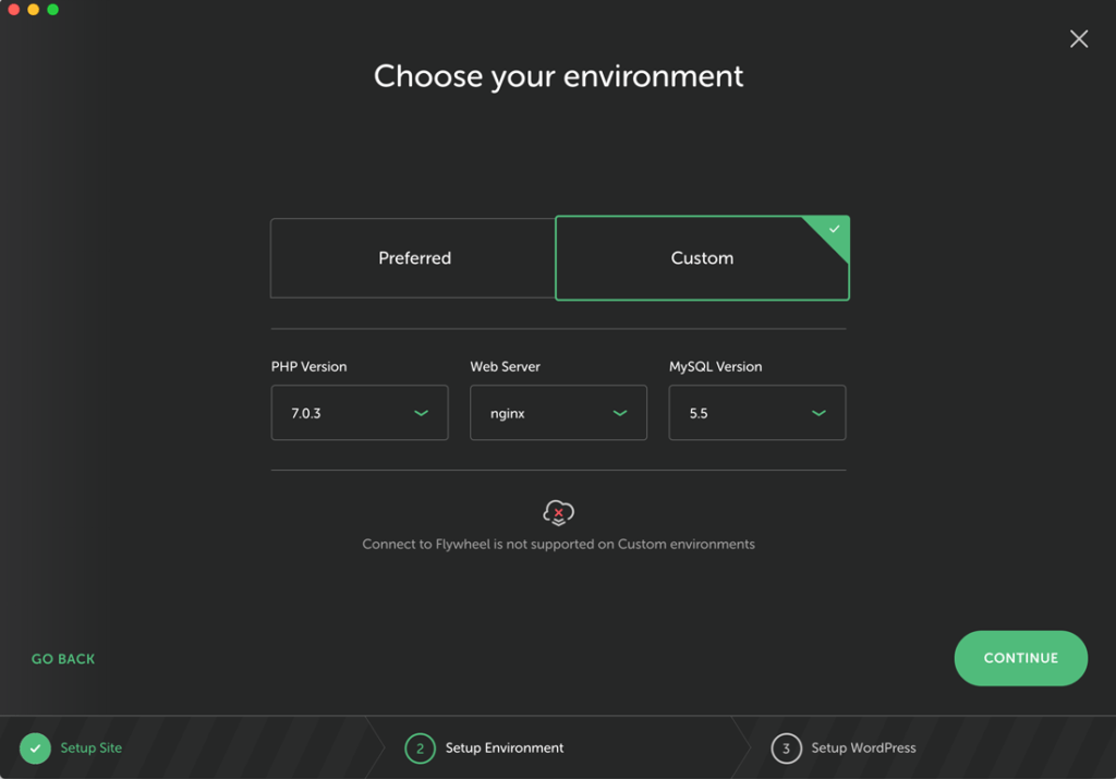 Configurazione dell'ambiente del tuo sito.