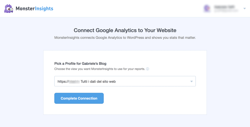 Connetti il tuo account Google Analytics